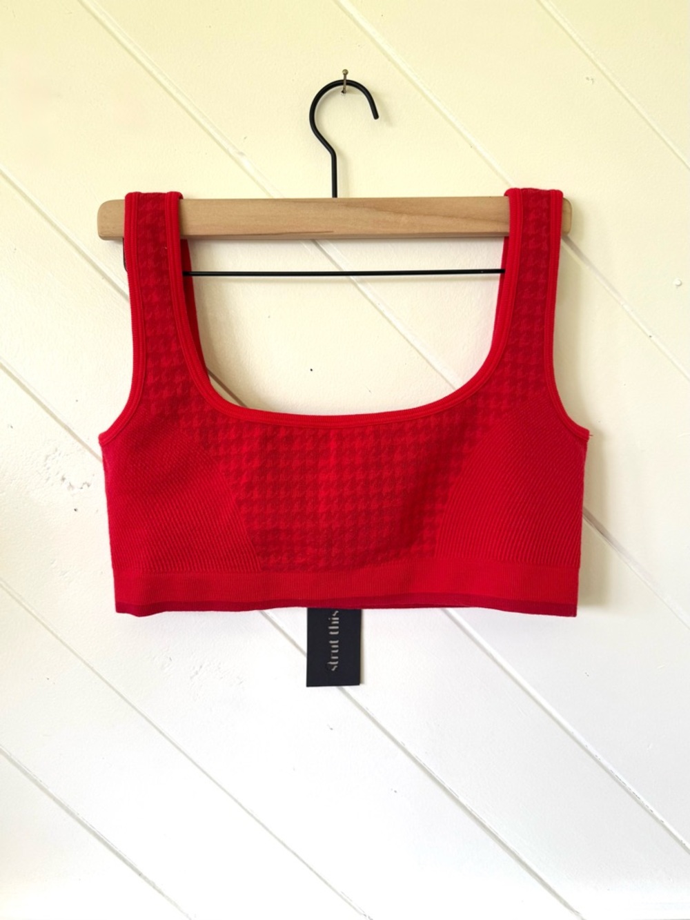 Nagnata red houndstooth bralette in Crimson